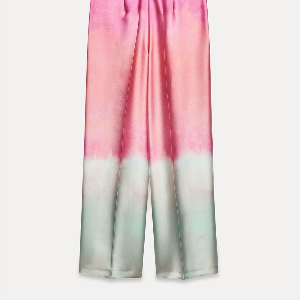 NWT Zara Pink Ombre Straight-Leg Pants - Picture 4 of 5